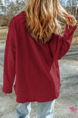 Bonfire Ready Relaxed Shacket- Red
