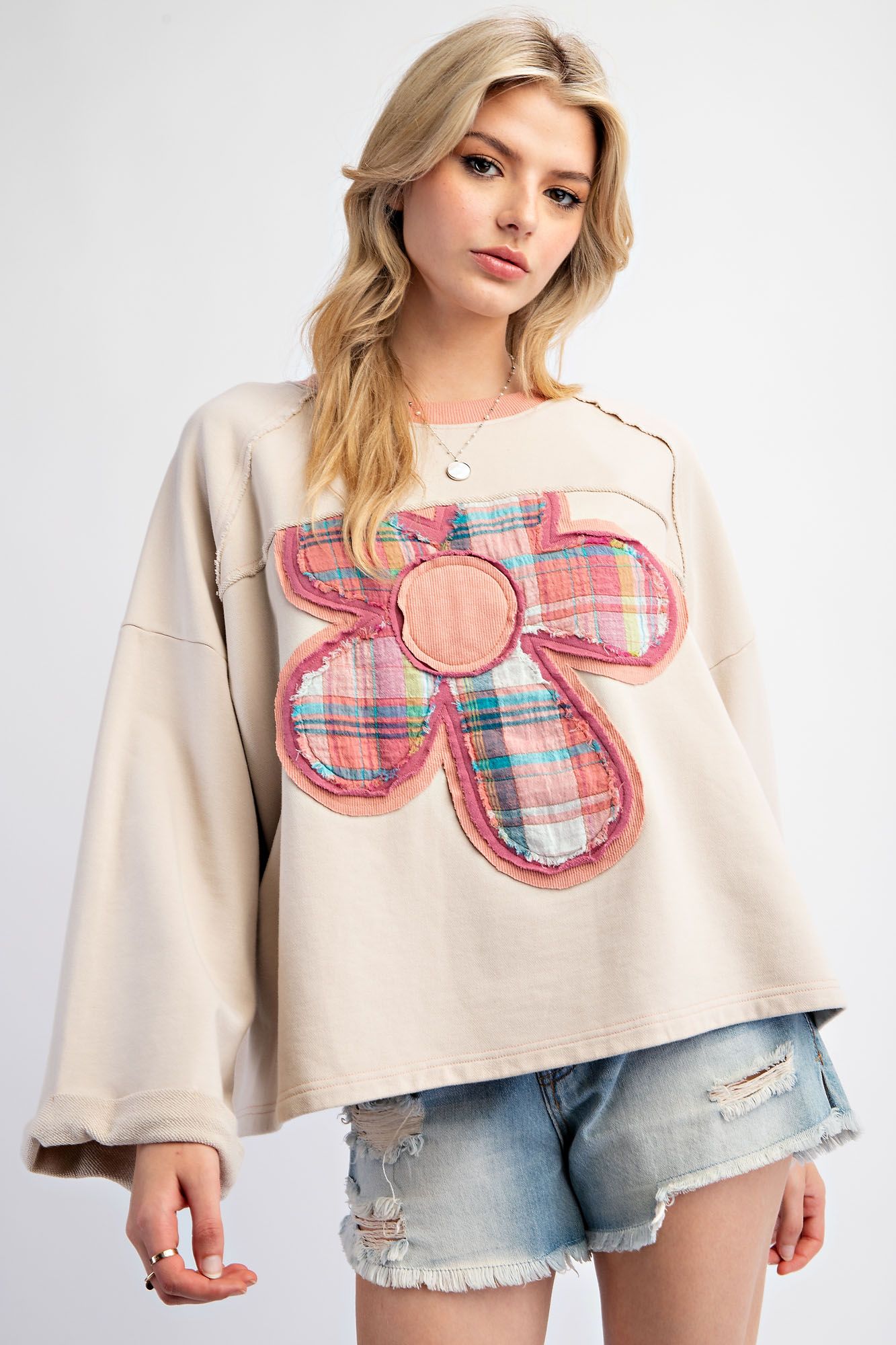 Daisy Bloom Terry Knit Pullover
