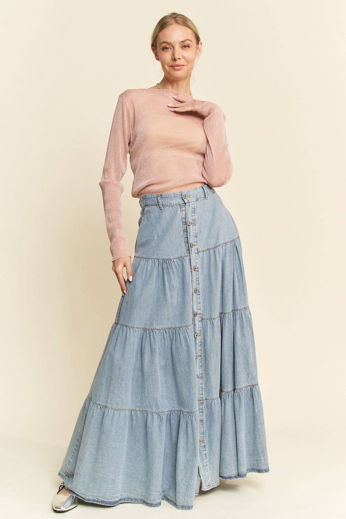 Rosalind Shimmer Mesh Top