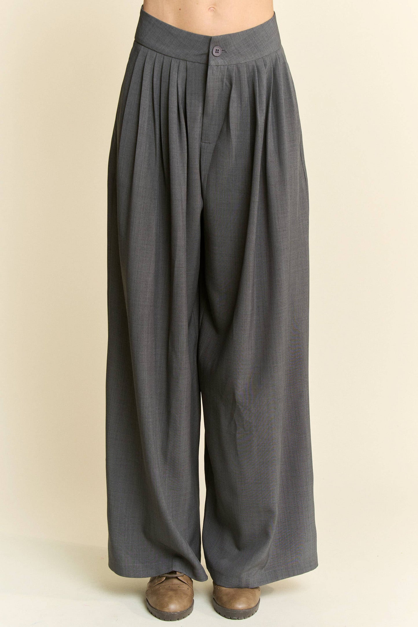 Wide Leg Trouser Pants | Grey