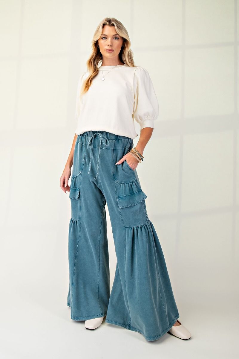 Rosie Ruffle Terry Pants | Teal