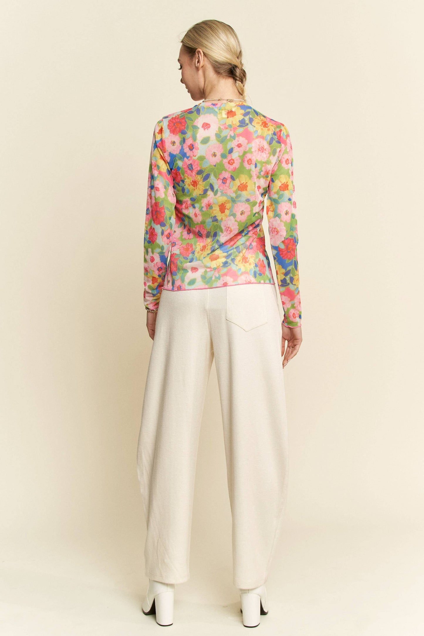 Mia Mesh Floral Top | Pink Multi