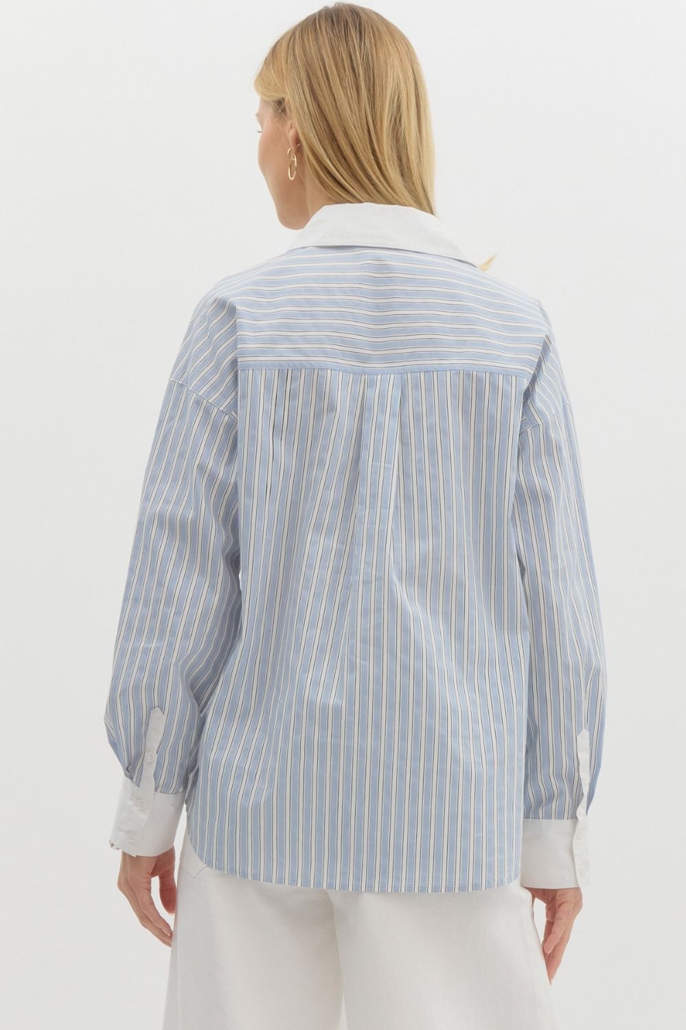 Classic Striped Button-Down Top | Blue