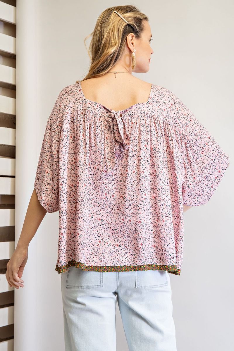 Fluttering Florals Dolman Sleeve Top | Pink
