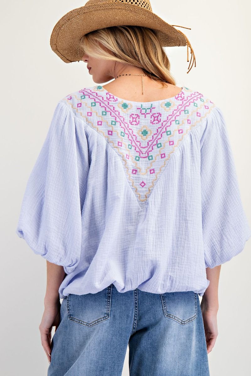 Lilac Embroirdered Top