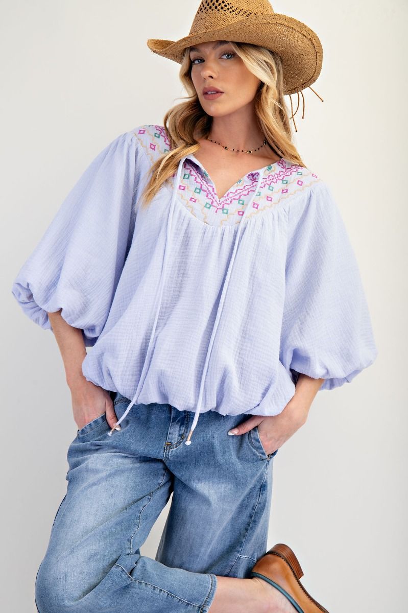 Lilac Embroirdered Top