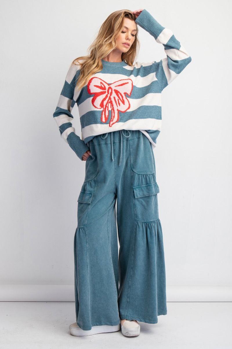 Ella Striped Knit Bow Sweater