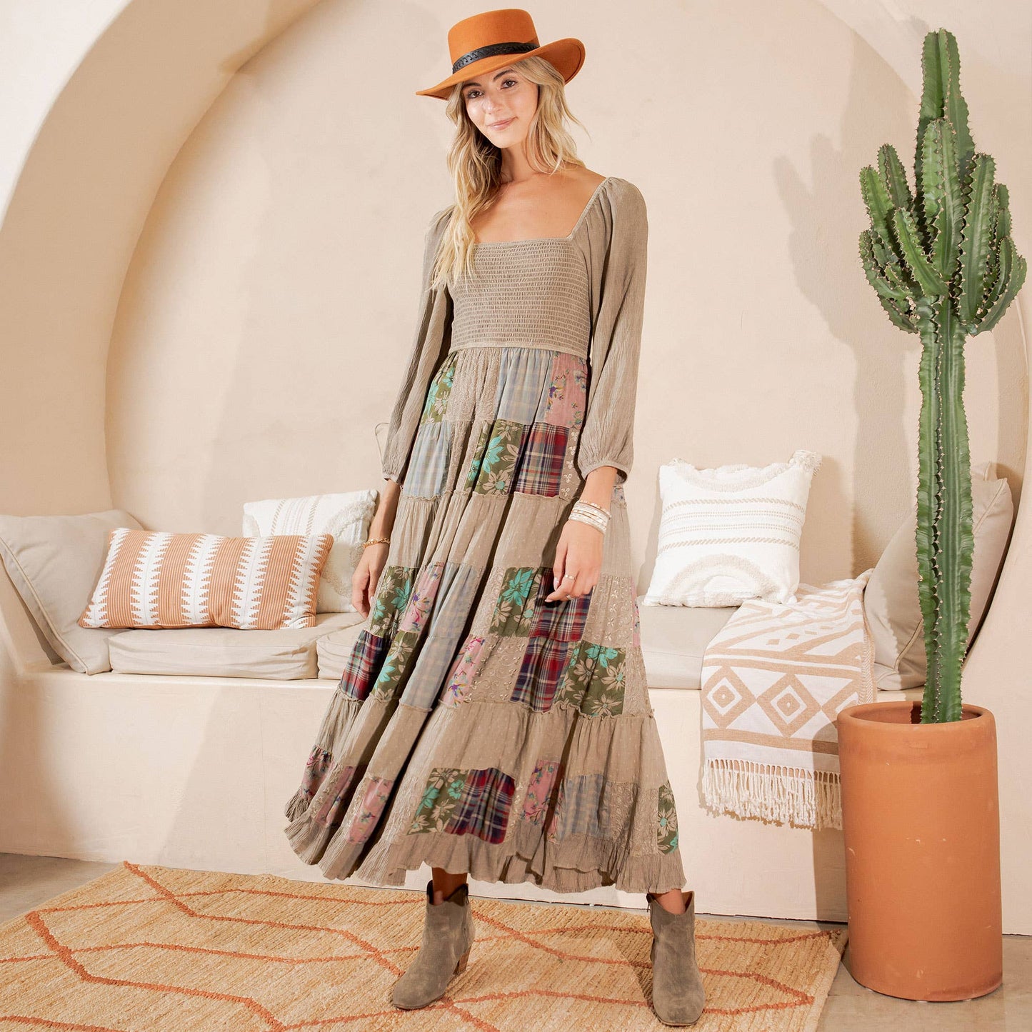 Willow Smocked Patchwork Maxi Dress