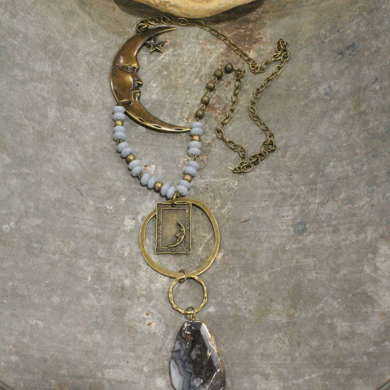 A Moonlit Night Bronze Stone Drop Necklace