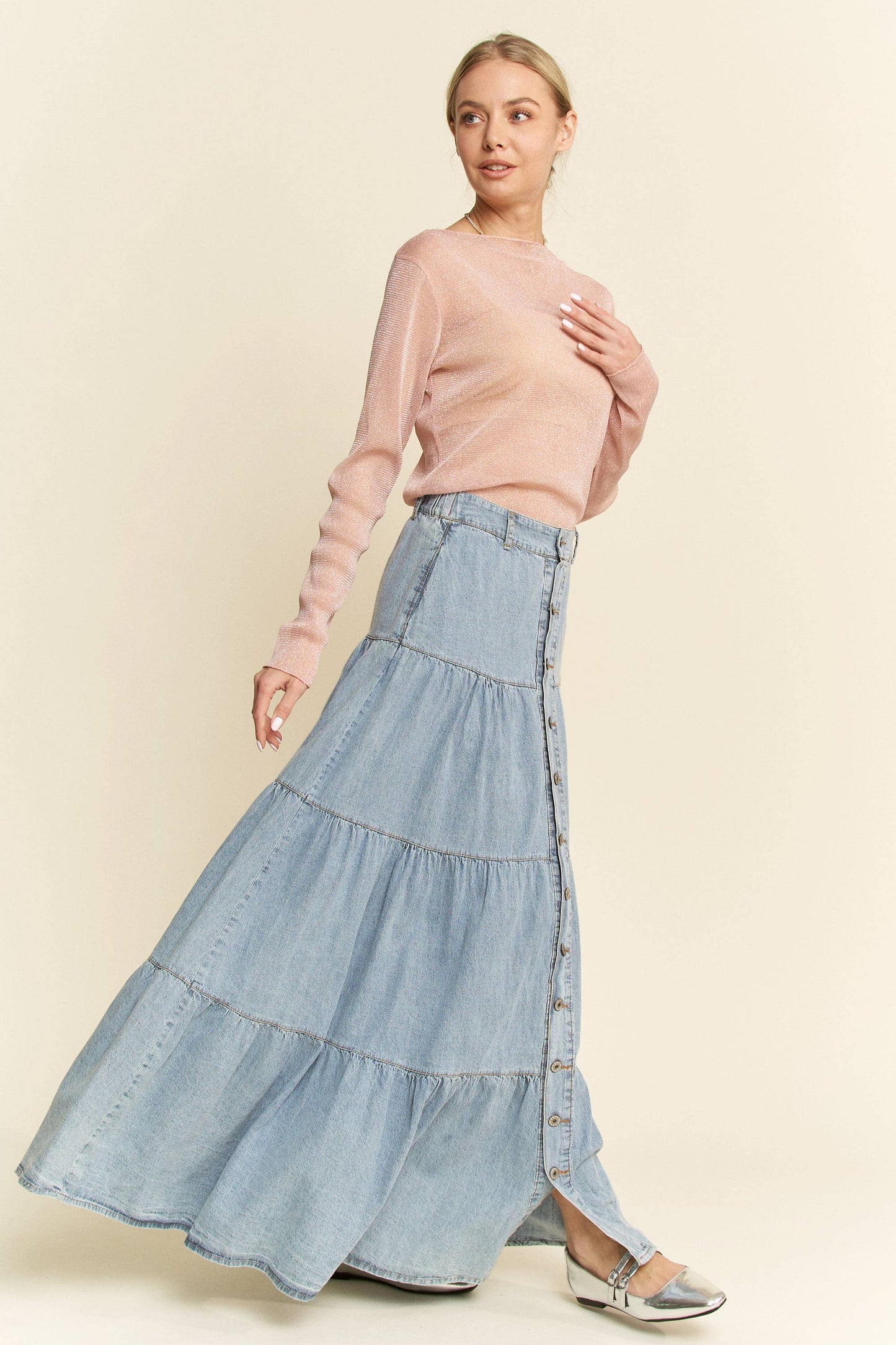 Rosalind Shimmer Mesh Top