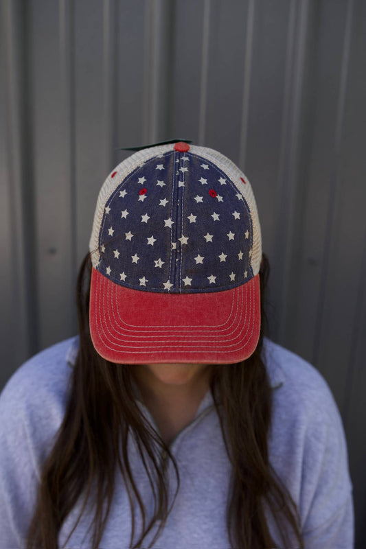 Flag Print USA Snap Back Hat