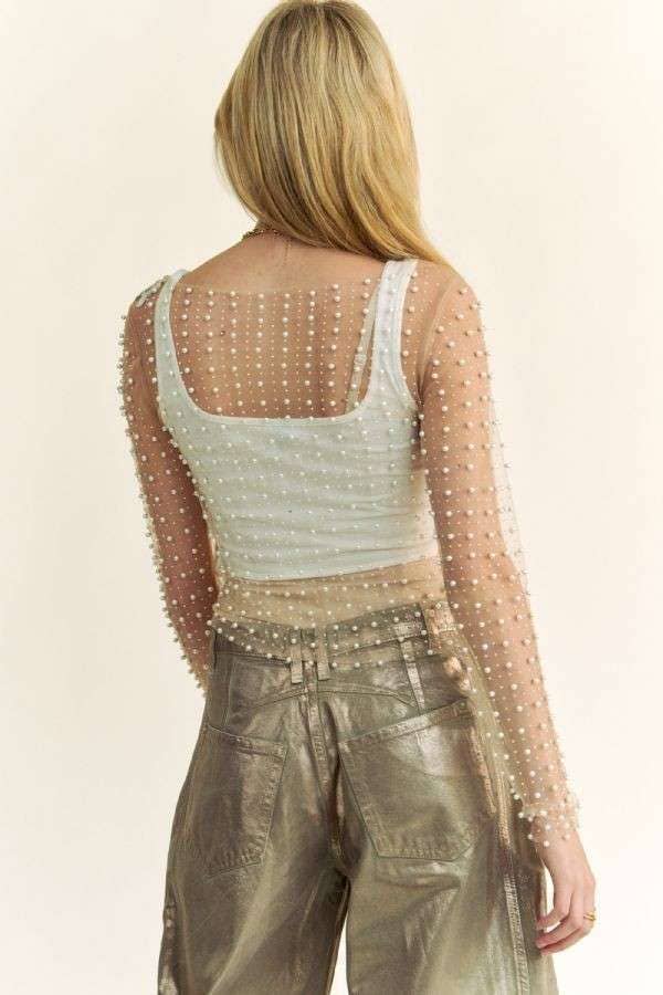 Bead and Pearl Mesh Top
