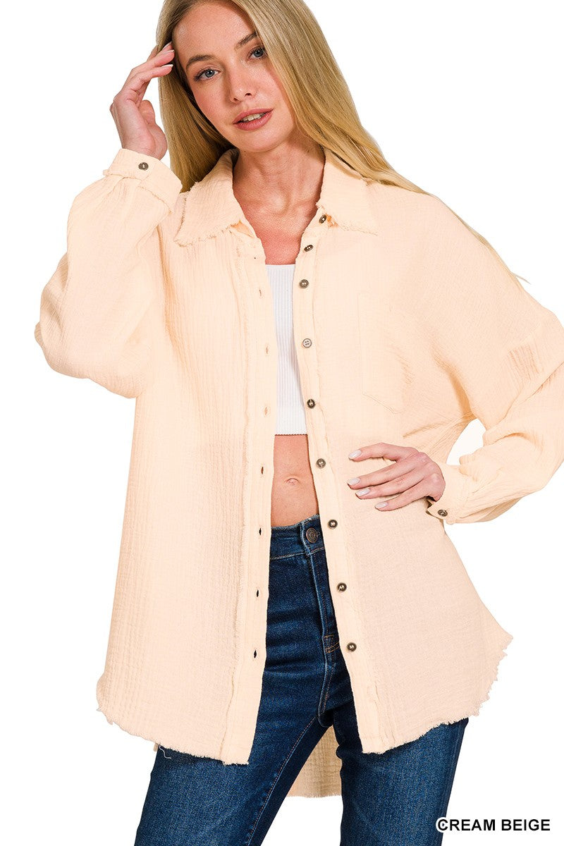 Gypsy Gaze Raw Edge Shirt | Cream