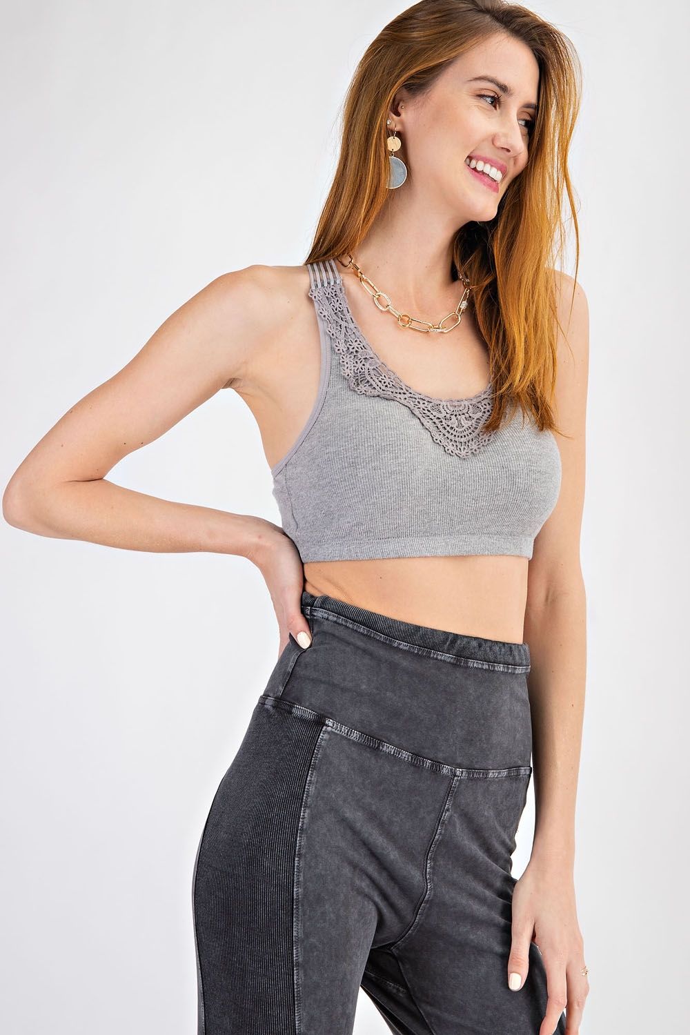 Crochet Rib Bralette - Grey
