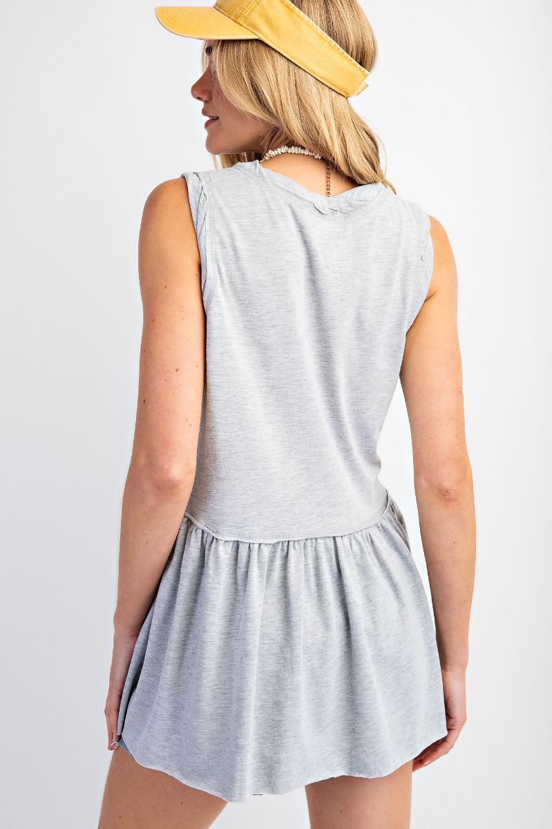 Summer Daze Sleeveless Ruffle Tank | Grey
