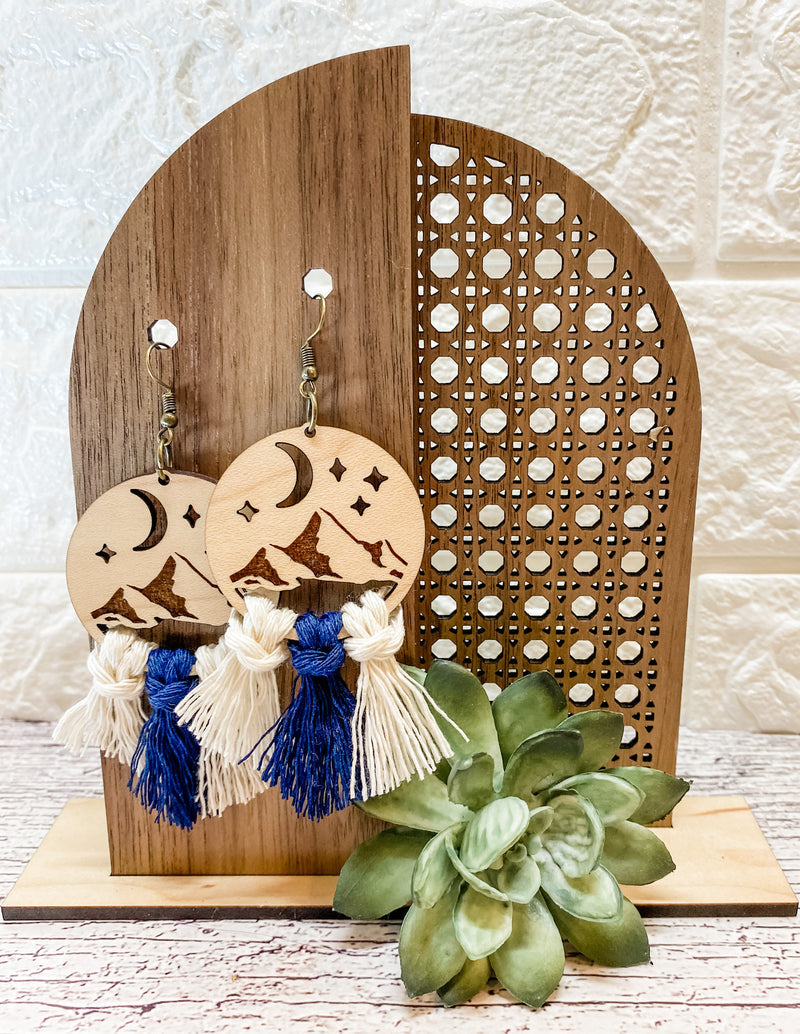 Macrame Moon and Mountains Earring