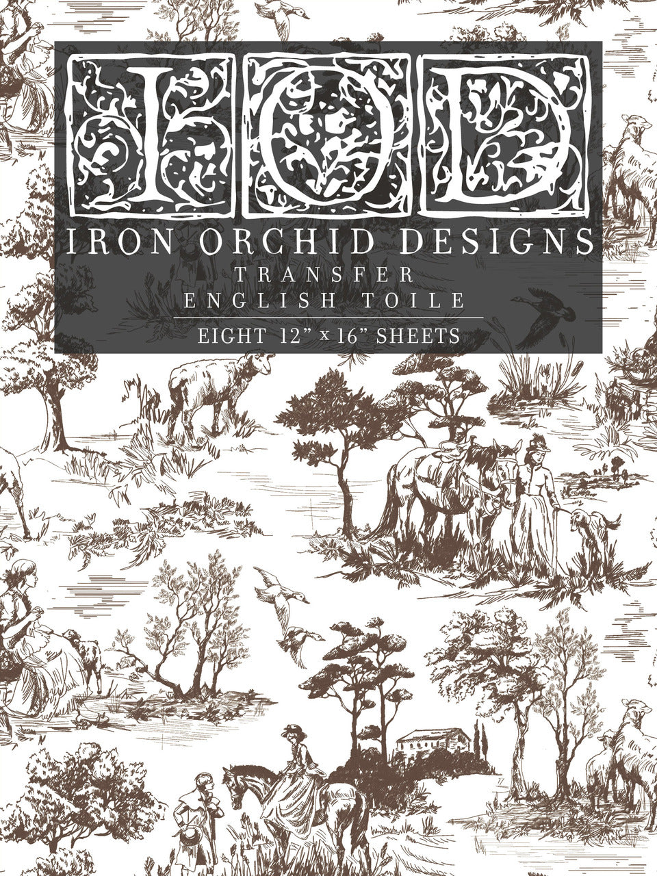 English Toile IOD Transfer 12×16 Pad Front Packaging
