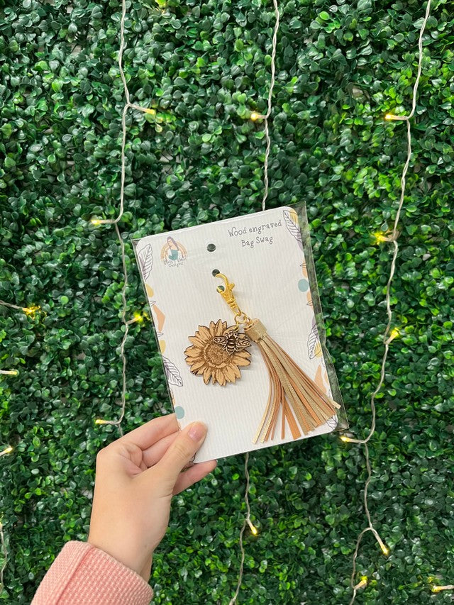 Tassel Wood Engraved Bag Swag