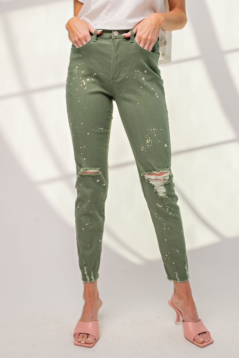 Canvas Splatter Twill Pants | Olive