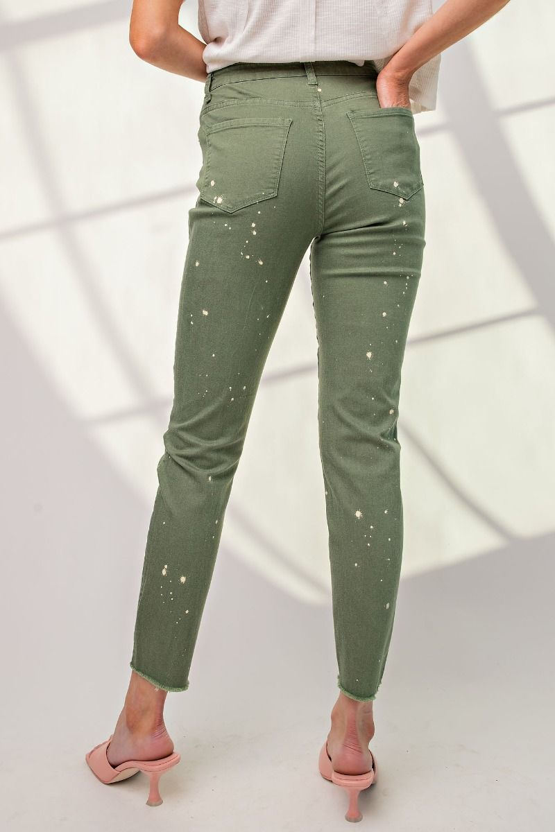 Canvas Splatter Twill Pants | Olive