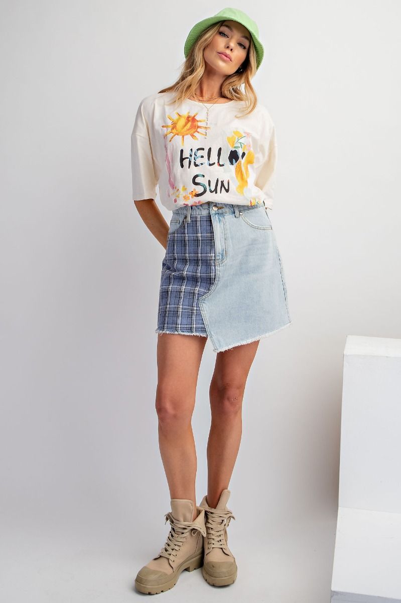 Pretty In Plaid Denim Mini Skirt