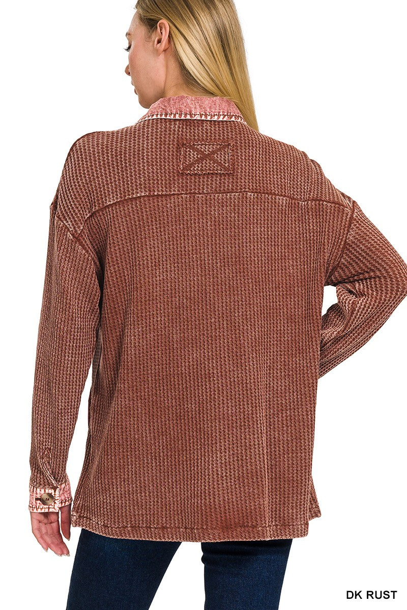 Casual Comfort Shacket | Dk Rust