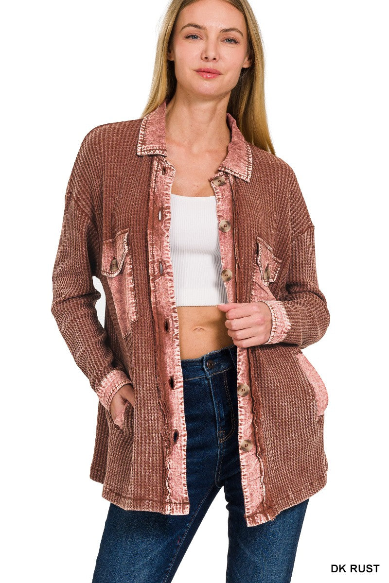 Casual Comfort Shacket | Dk Rust