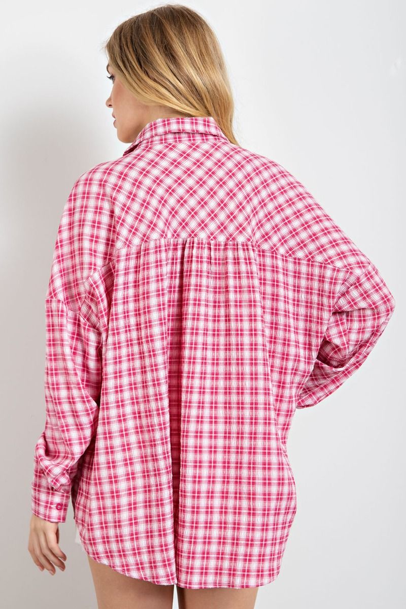Strawberry Plaid Breeze Top