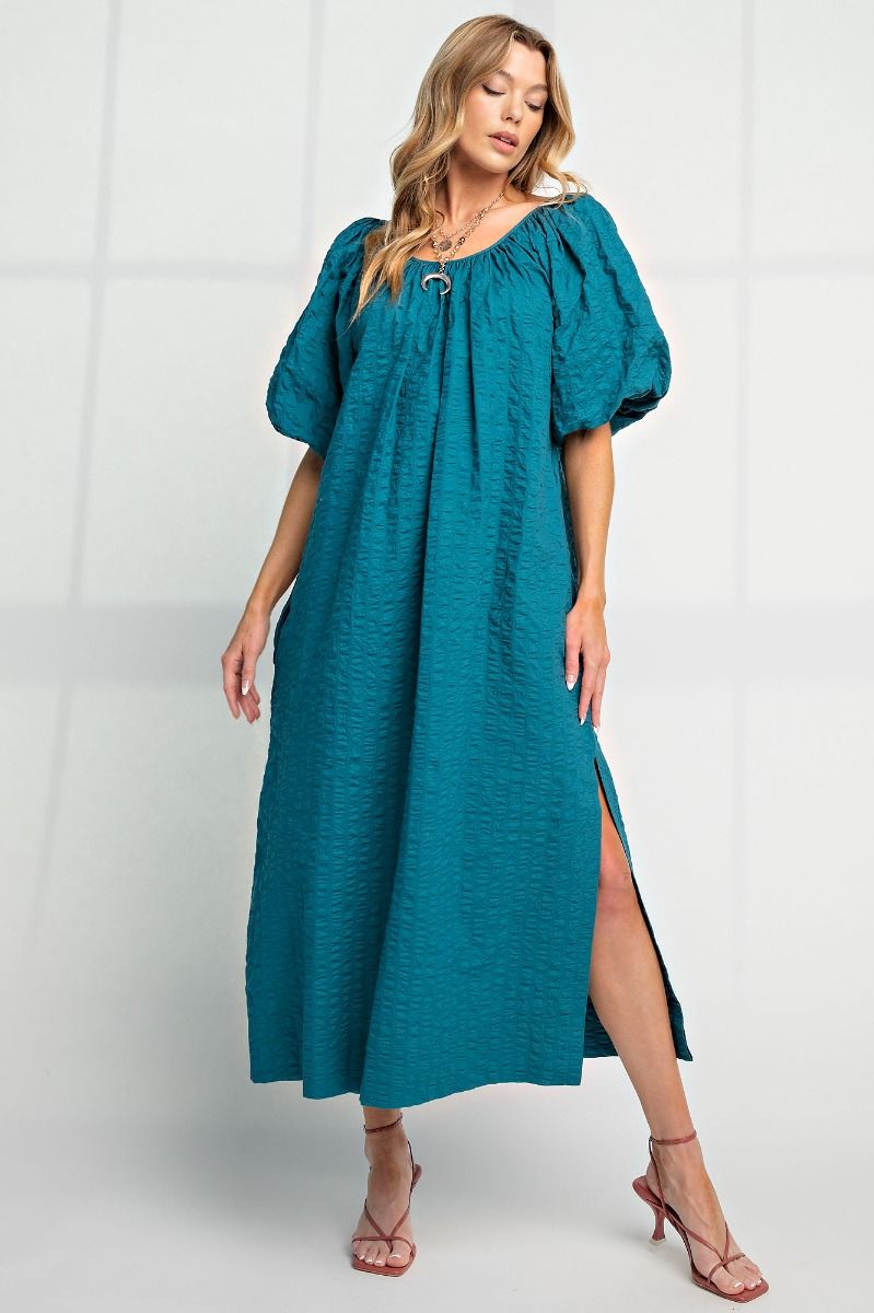 Oasis Puff Sleeve Maxi | Teal