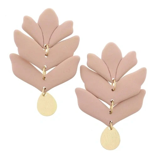 Dusty Pink Stacked Abstract Petal Earring