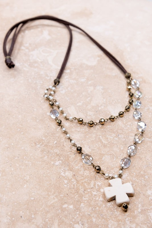 Willow Cross Necklace White