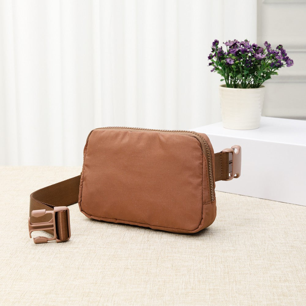 Nylon Sling Belt Bag- Brown