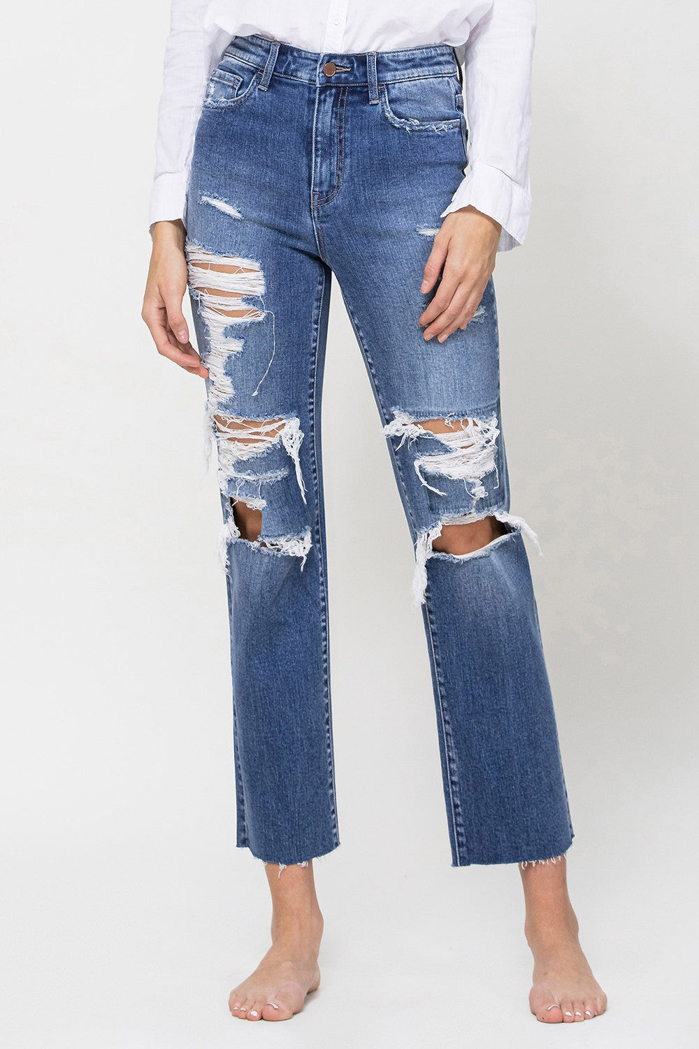 Greer Distressed Straight Jeans