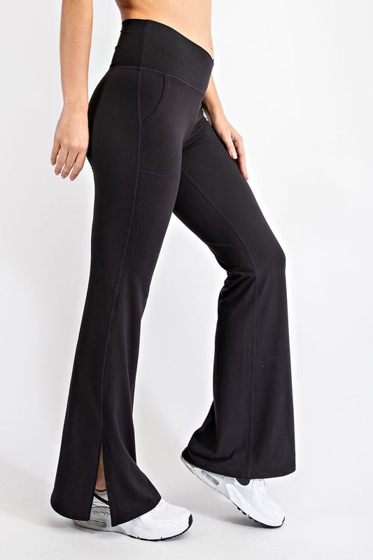 Crossover Waist Flared Yoga Pant- Black