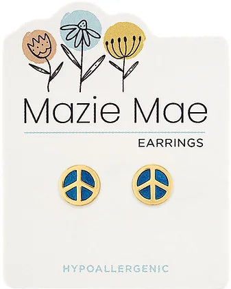 Gold Peace Sign Stud Mazie Mae Earring