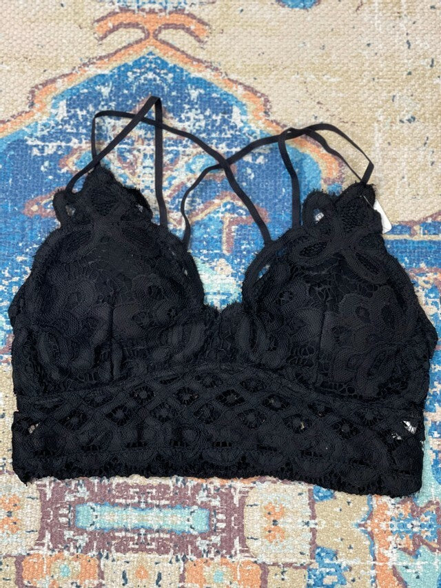 Crochet Lace Bralette - Black