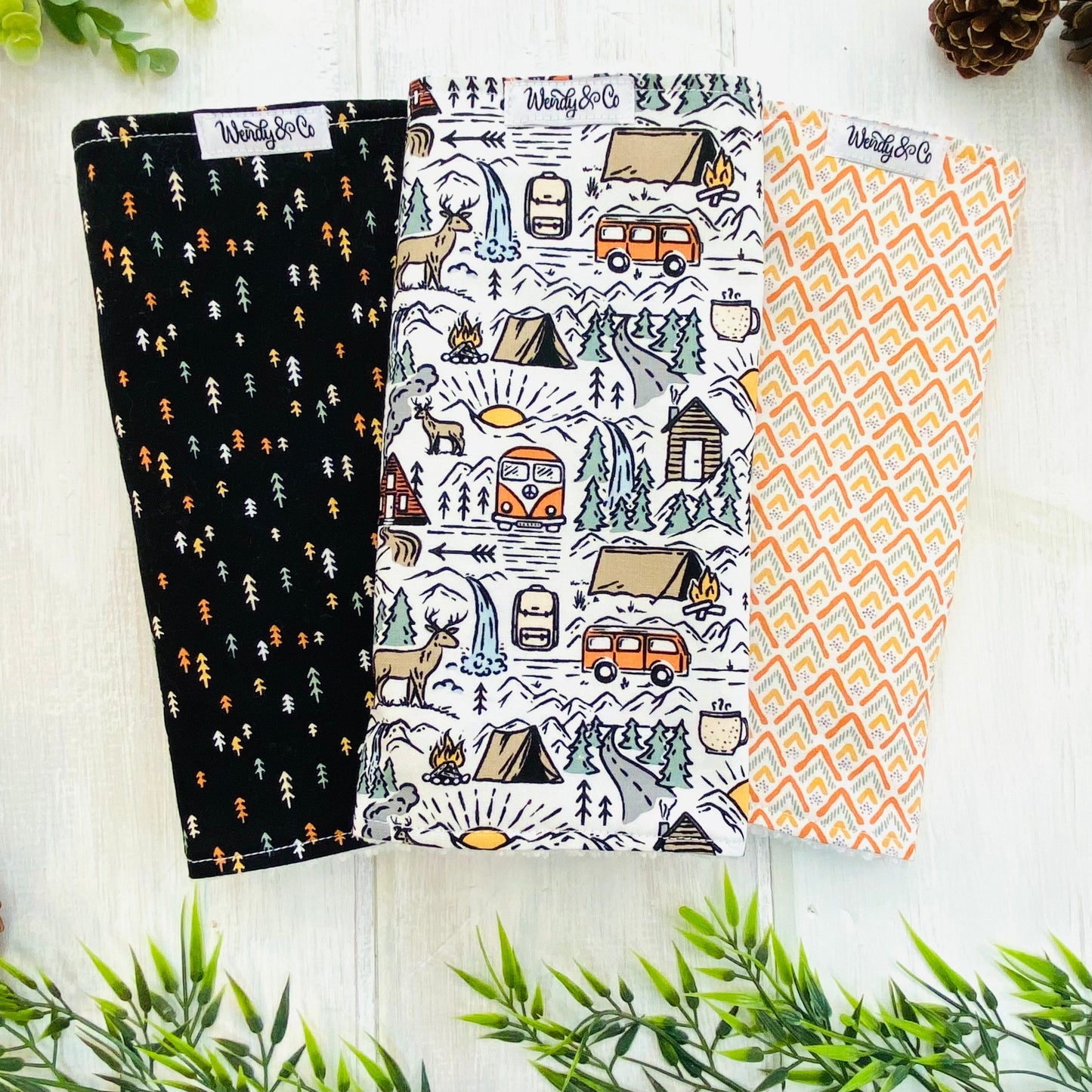 Mountain scene burp cloths