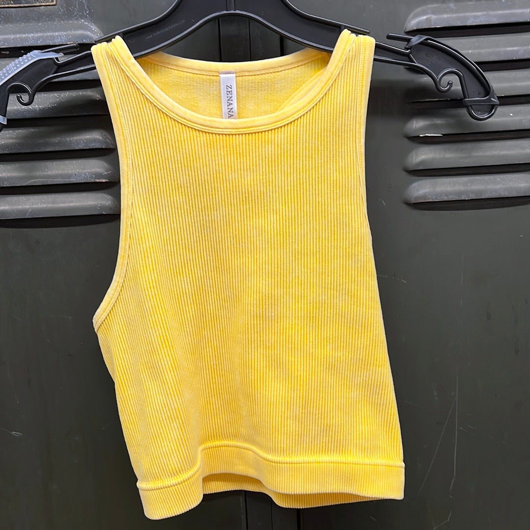 Goals Ribbed Tank Top in Yellow