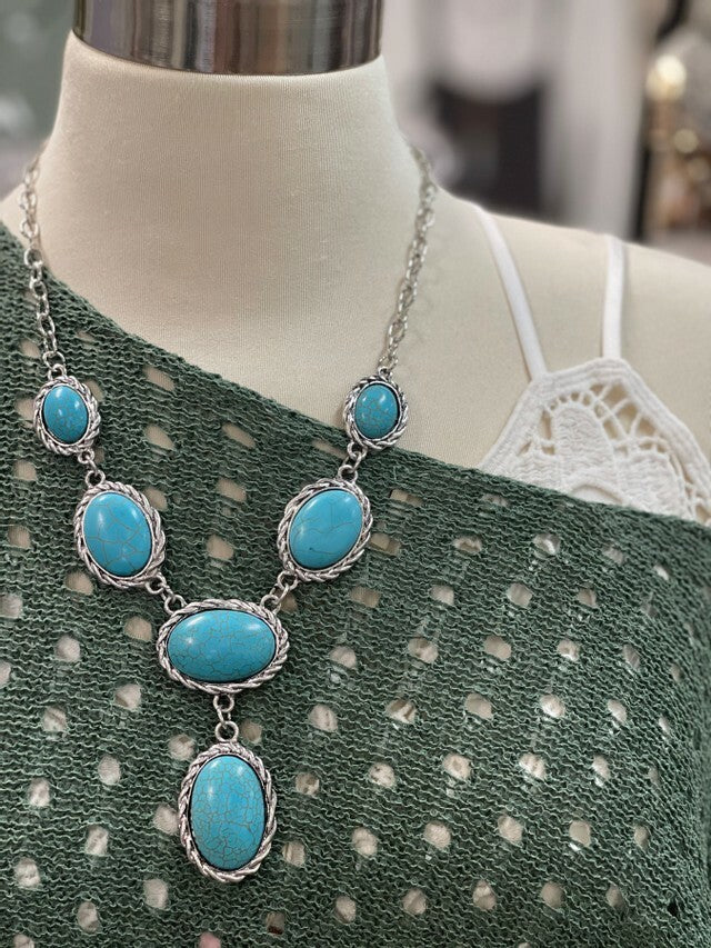 Handcut Droplet Turquoise Necklace