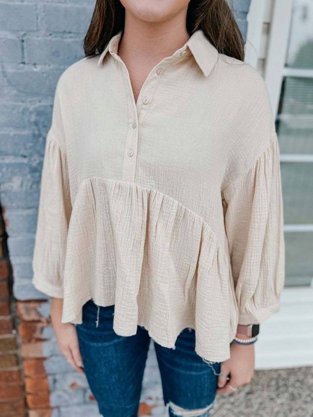 Carry Your Love Baby Doll Top Vanilla