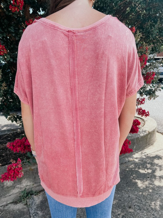 Good Times V-Neck Knit Top Raspberry