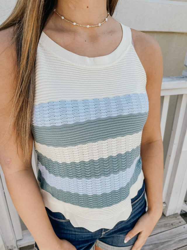 Blue Sunkissed Sweater Tank Top FINAL SALE