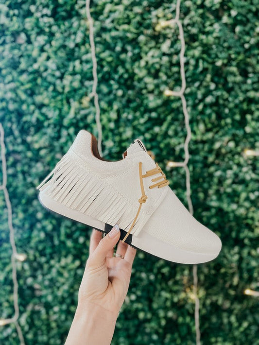 Pepa White Fringe Sneakers