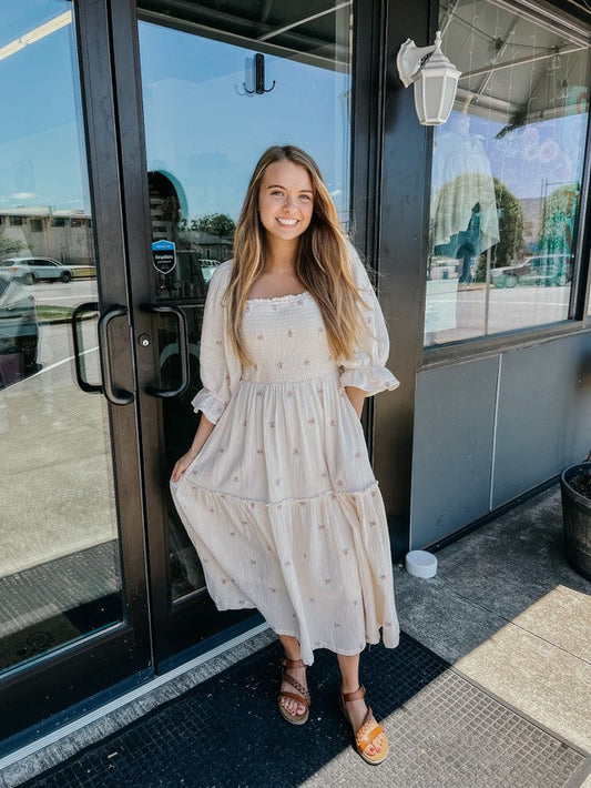 Darling Ditzy Floral Maxi Dress Cream