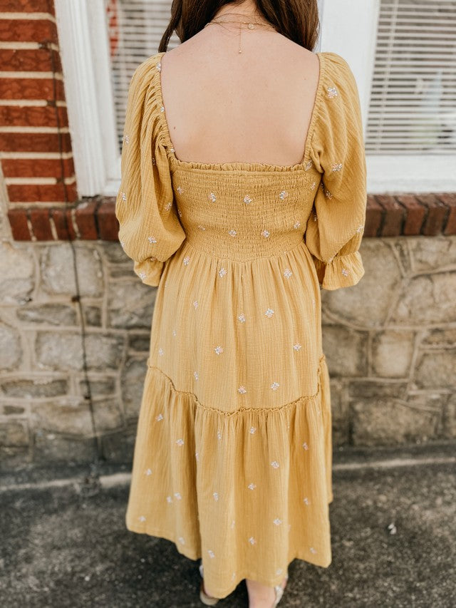 Darling Ditzy Floral Maxi Dress Mustard