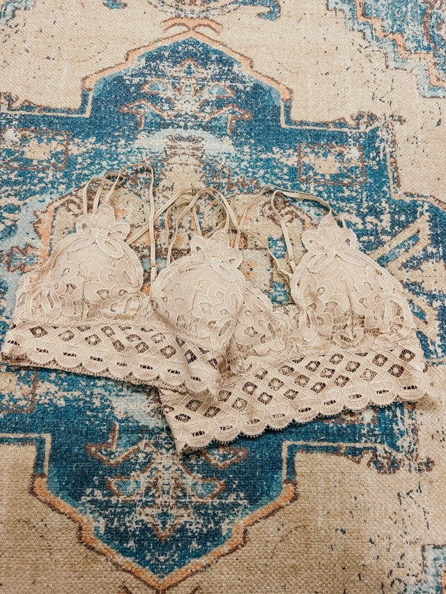 Crochet Lace Bralette - Lt. Taupe