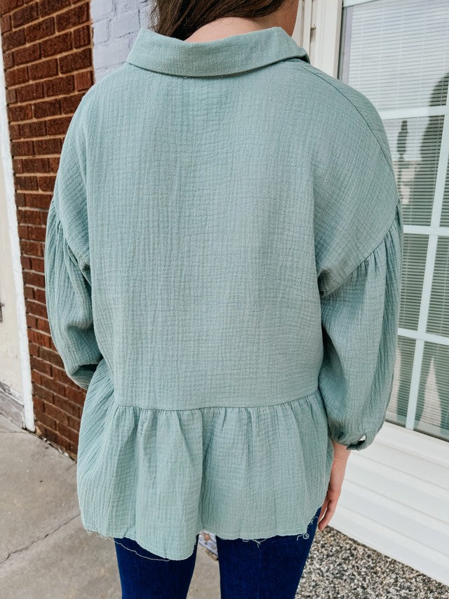 Carry Your Love Baby Doll Top Green