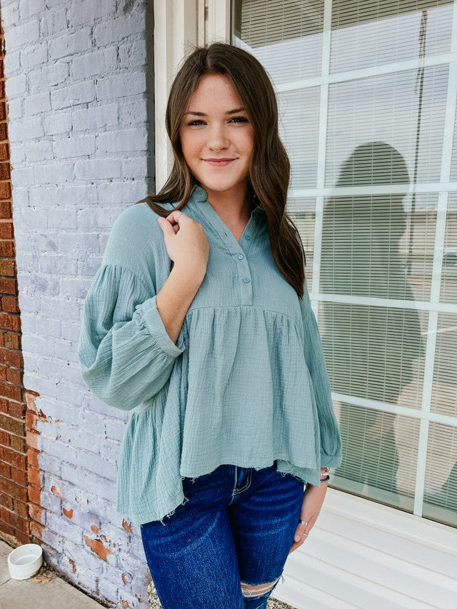 Carry Your Love Baby Doll Top Green