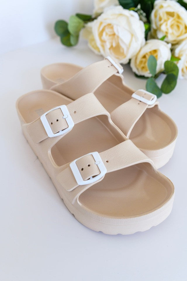 Boardwalk Double Strap Platform Sandals Nude