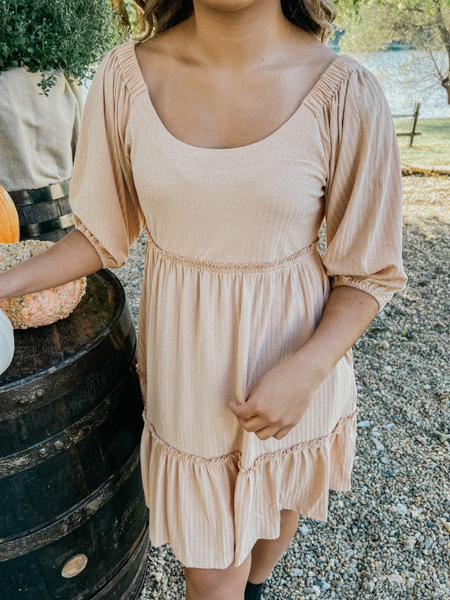 Feeling Thankful Babydoll Dress Taupe